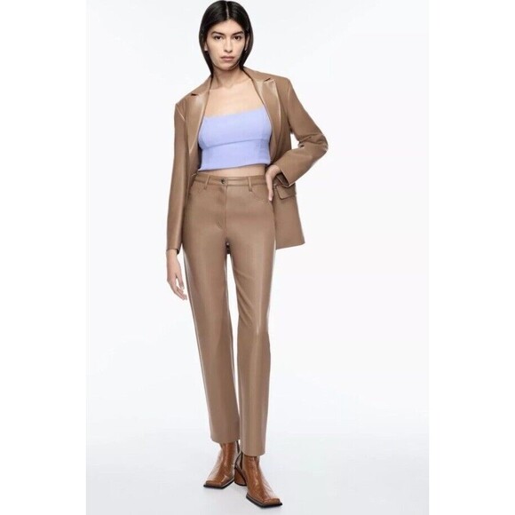 ARITZIA 12 Wilfred Womens Melina Vegan Leather Straight Leg High Rise Pants Boho - Picture 3 of 16